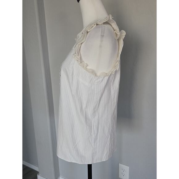 Coach 1941 Studded Cottagecore Boho White Sleeveless Ruffled Arm Blouse Sz 8 - Picture 3 of 8